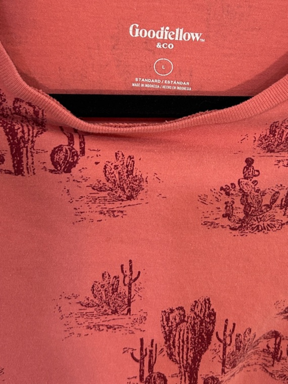Goodfellow & Co Coral Tee with Dark Cactus Print - Picture 2 of 4